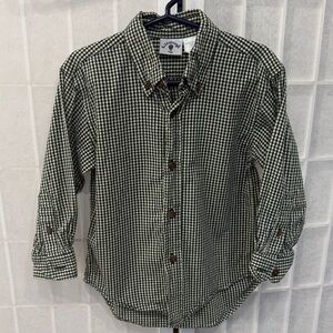 Kite strings Boys Green and White Gingham Collard Shirt Size 4T
